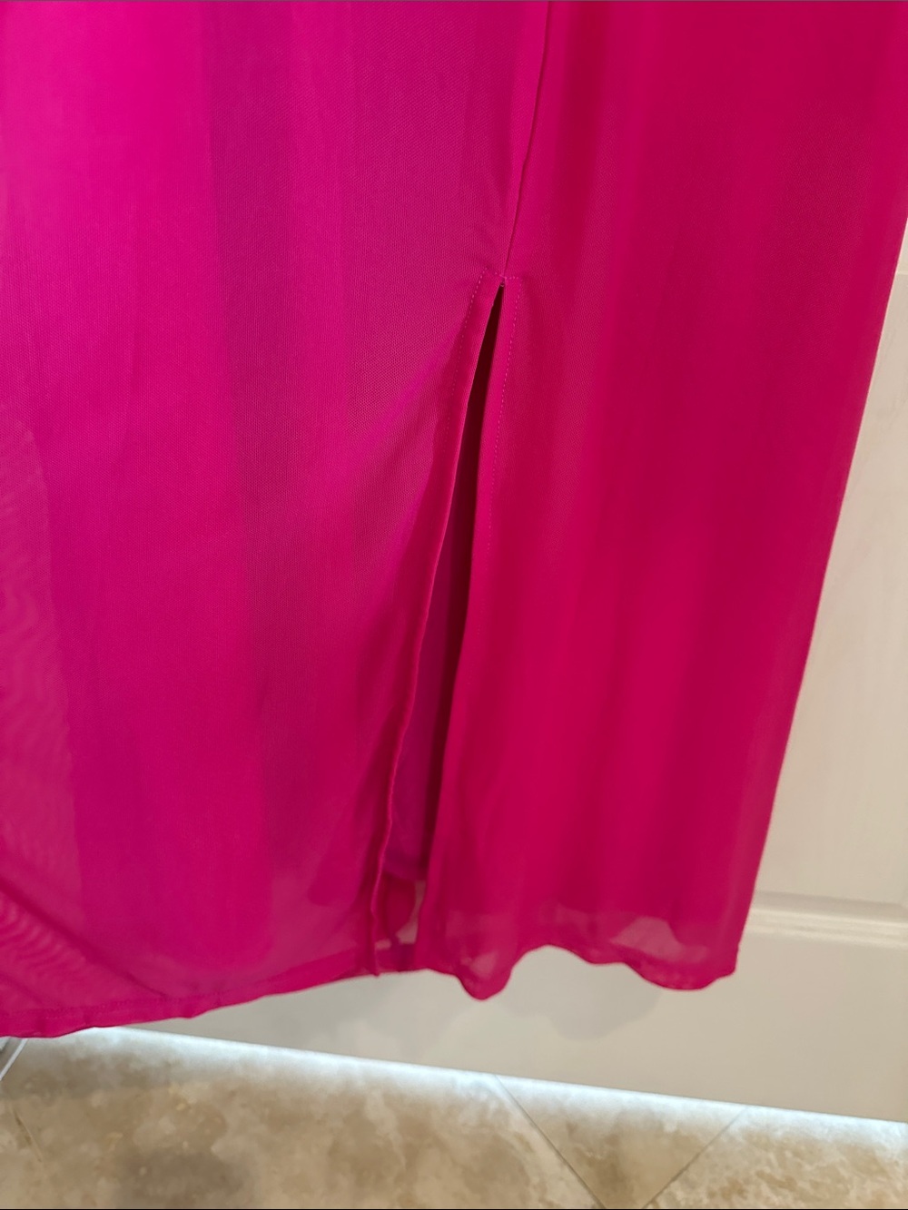 Fuchsia Ruffled Spaghetti-Strap Maxi Dress - Picture 5 of 9